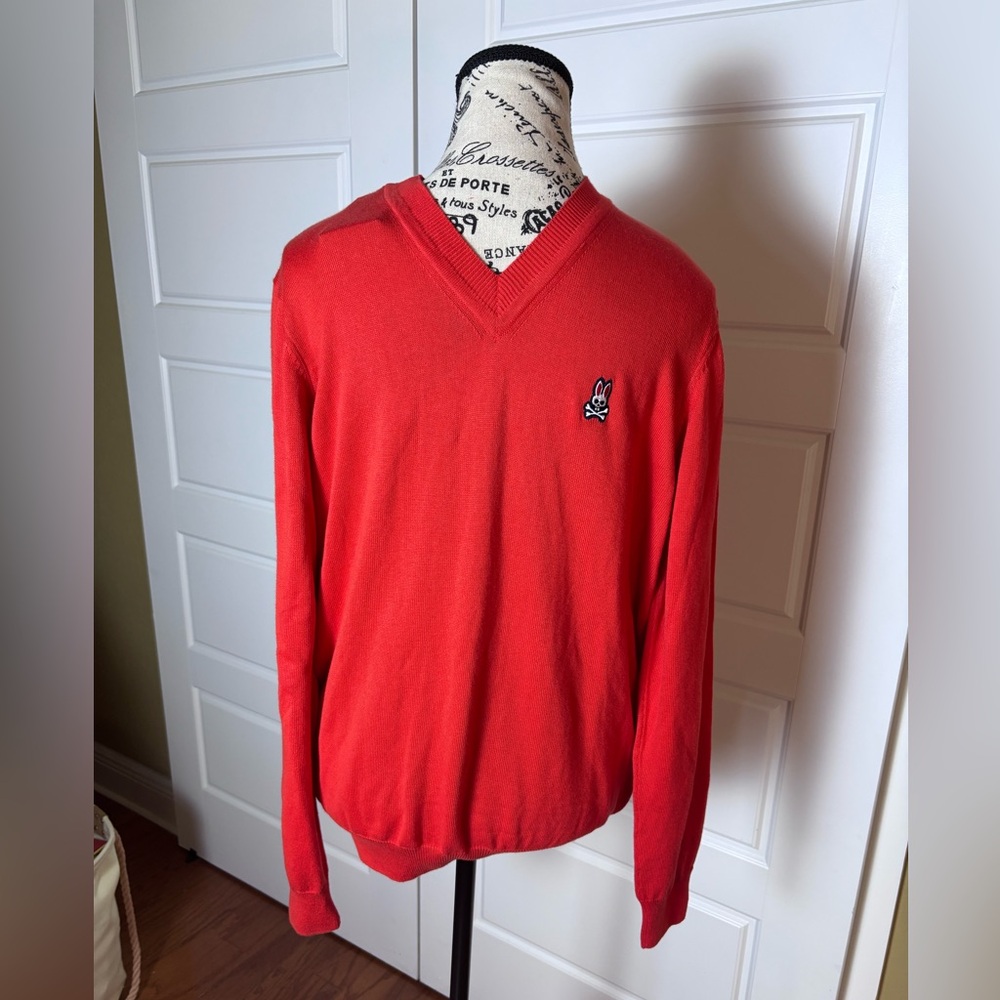 Psycho Bunny Men’s Red V-Neck Sweater